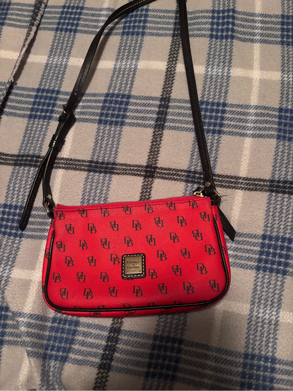 Dooney & Bourke Red Signature Crossbody with Black Strap
